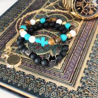 Corona de cristal / Ágata negra - Pulsera de piedras preciosas