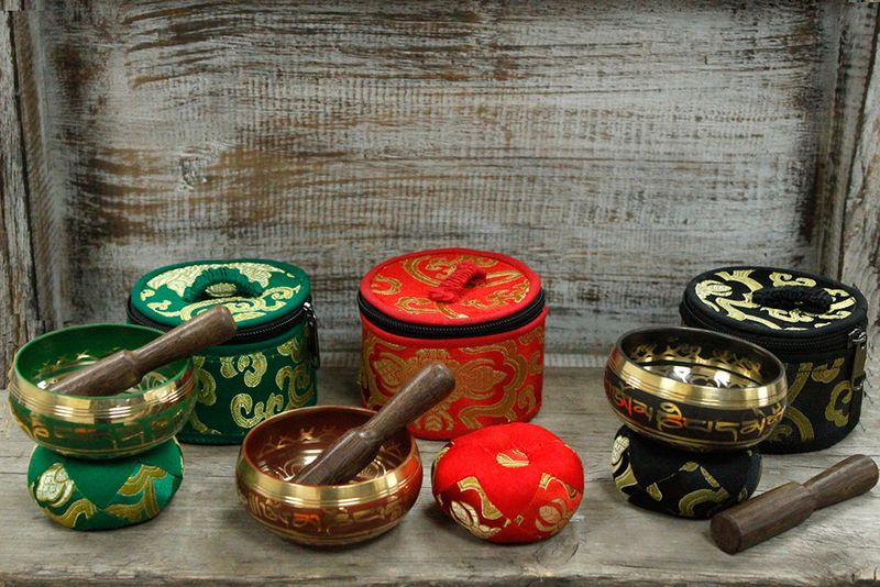 Mini Cuencos tibetanos Set de Regalo - Rojo