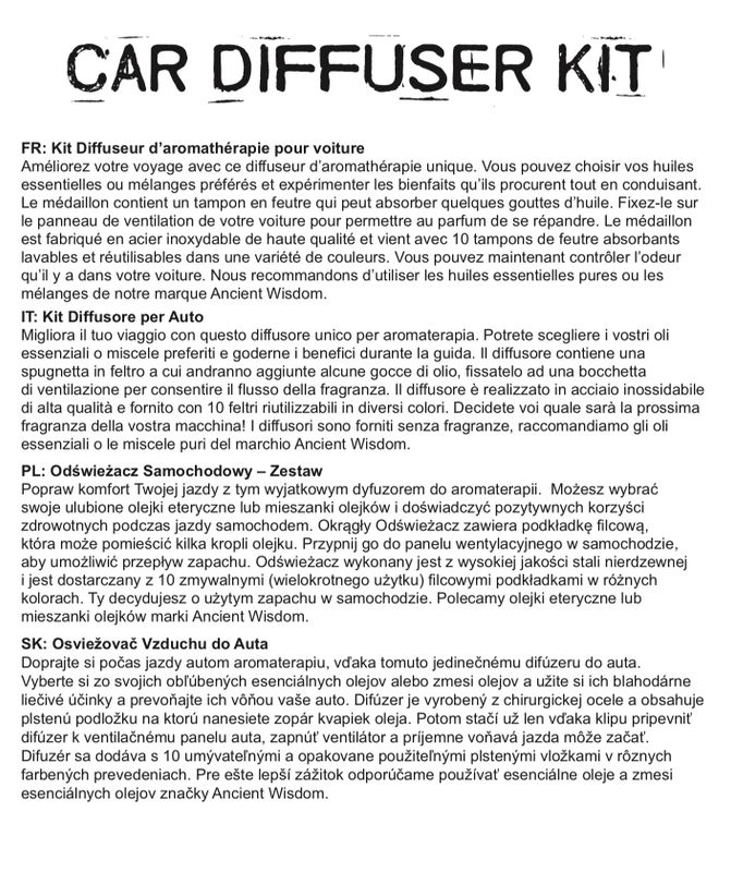 Kit difusor para coche - Hamsa - 30mm