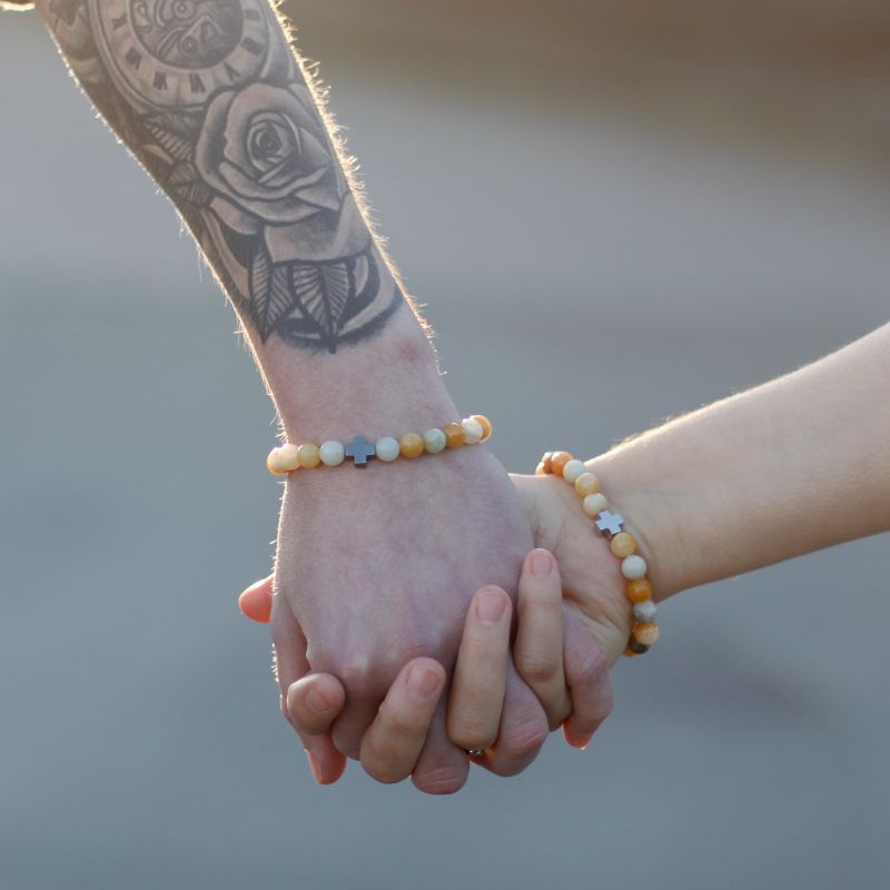 2 Pulseras con Piedras Preciosas-Eternidad-Piel de Leopardo Jaspe y Piedra de Lava