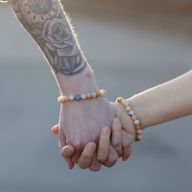 2 Pulseras con Piedras Preciosas-Eternidad-Piel de Leopardo Jaspe y Piedra de Lava