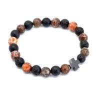 2 Pulseras con Piedras Preciosas-Eternidad-Piel de Leopardo Jaspe y Piedra de Lava