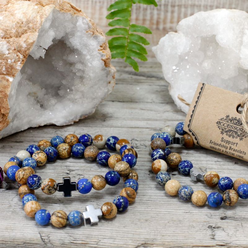 2 Pulseras con Piedras Preciosas-Support-Piedras Preciosas Del Arco Iris