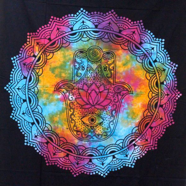 Colcha doble de Algodón   - Hamsa Negro
