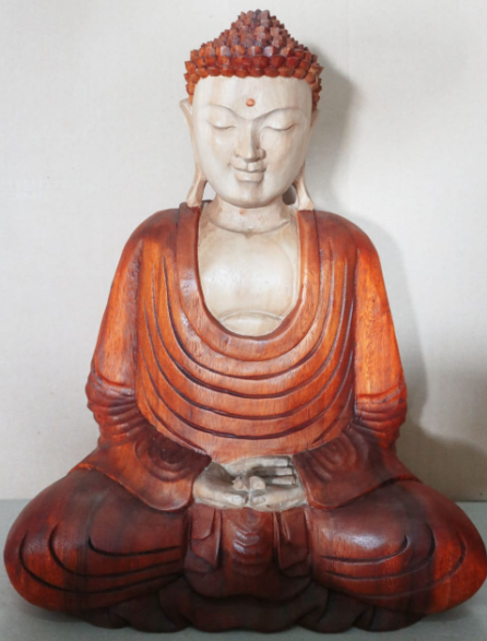 Estatua de Buda Tallada a Mano- 40cm Manos Abajo
