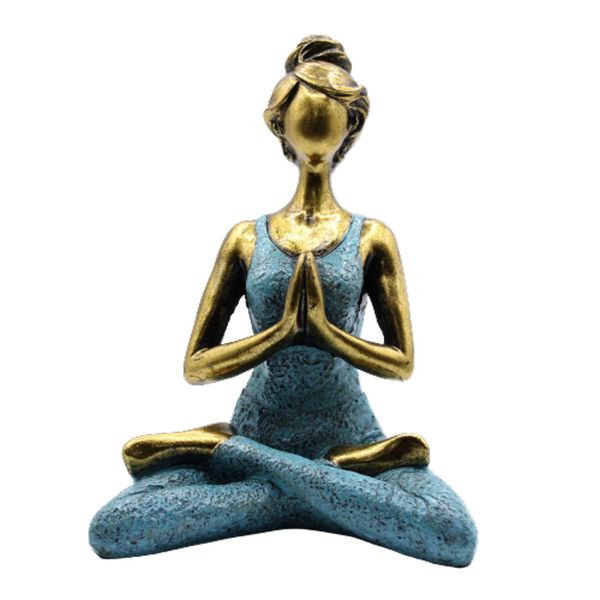 Yoga Lady Figura -  Bronze & Turqoise 24cm