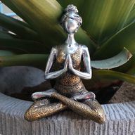 Yoga Lady Figura -  Silver & Gold 24cm