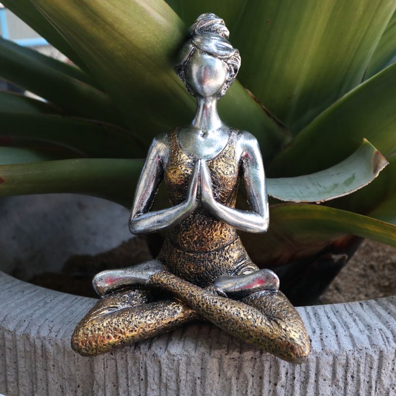 Yoga Lady Figura -  Silver & Gold 24cm