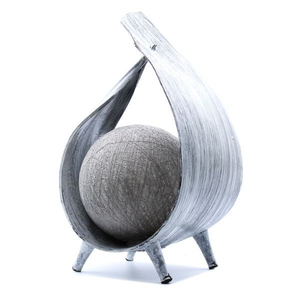 Lámpara de Coco Natural - Envoltura con Acabado en Gris