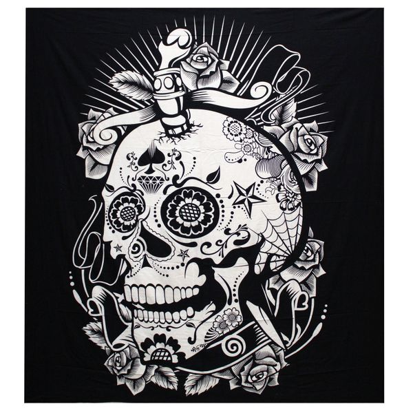 B&N Colcha Dolble Algodón + Pared - Calavera rosa