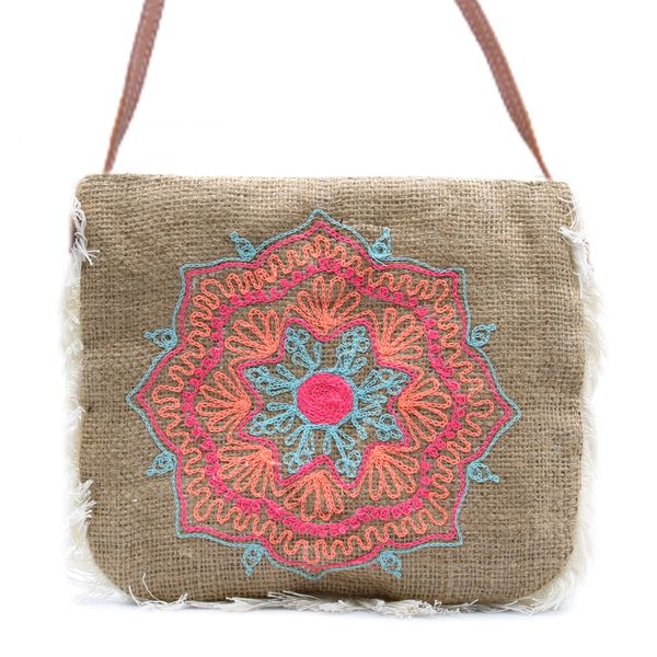 Bolsos de Yute-Bordado Mandala