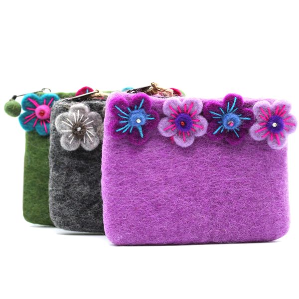 Monedero de Fieltro Natural (surt) - Cuatro Flores