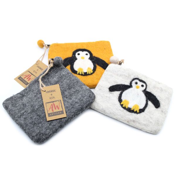 Monedero de Fieltro Natural (surt) - Pingüino Lindo