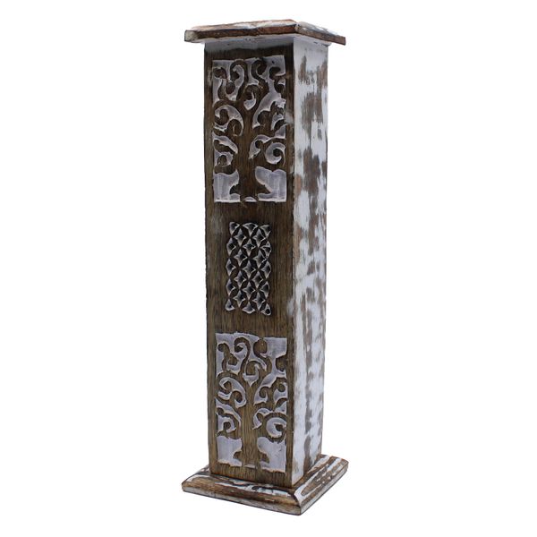 Porta-inciensos con acabado en blanco - Torre de inciensos