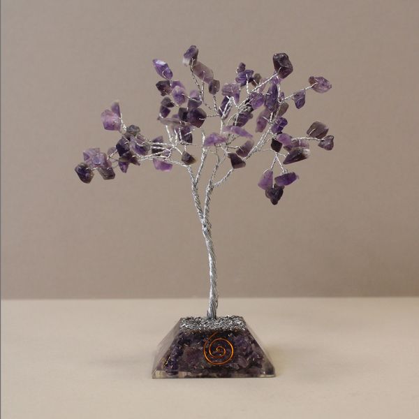 Árbol de Gemas con base de Organita - 80 piedras - Amatista