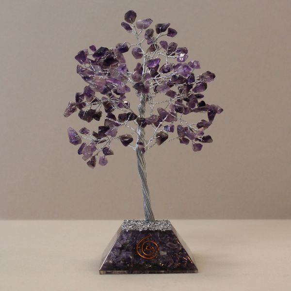 Árbol de Gemas con base de Organita - 160 piedras - Amatista