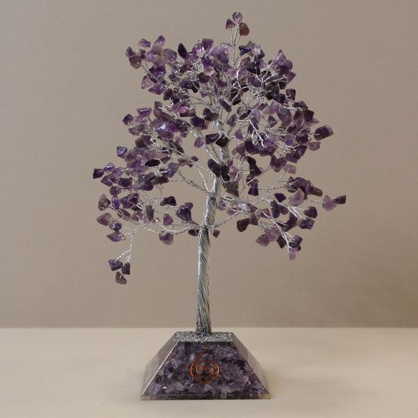 Árbol de Gemas con base de Organita - 320 piedras - Amatista