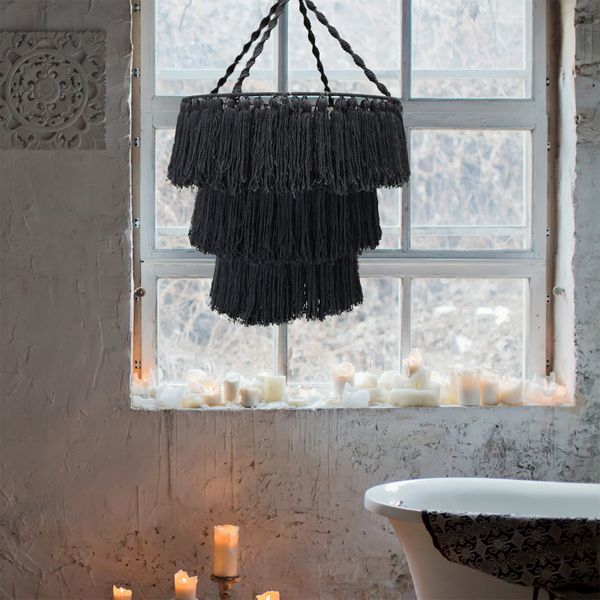 Lámpara de macramé suave - Negro