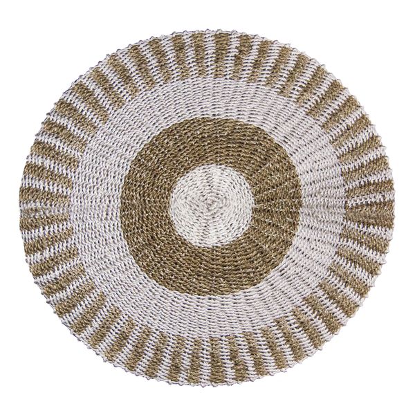 Alfombra Redonda Seagrass Blanco & Marrón - Sun - 1m