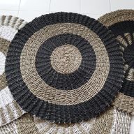 Alfombra Redonda Seagrass Negro & Marrón  - Círculos - 1m