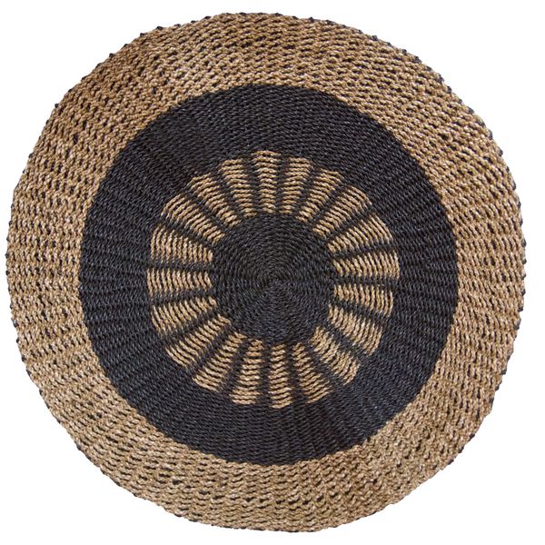 Alfombra Redonda Seagrass Negro & Marrón - Sol Interior - 1m