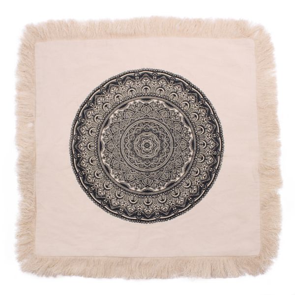 Funda de Cojín Mandala Tradicional - 60x60cm - Negro