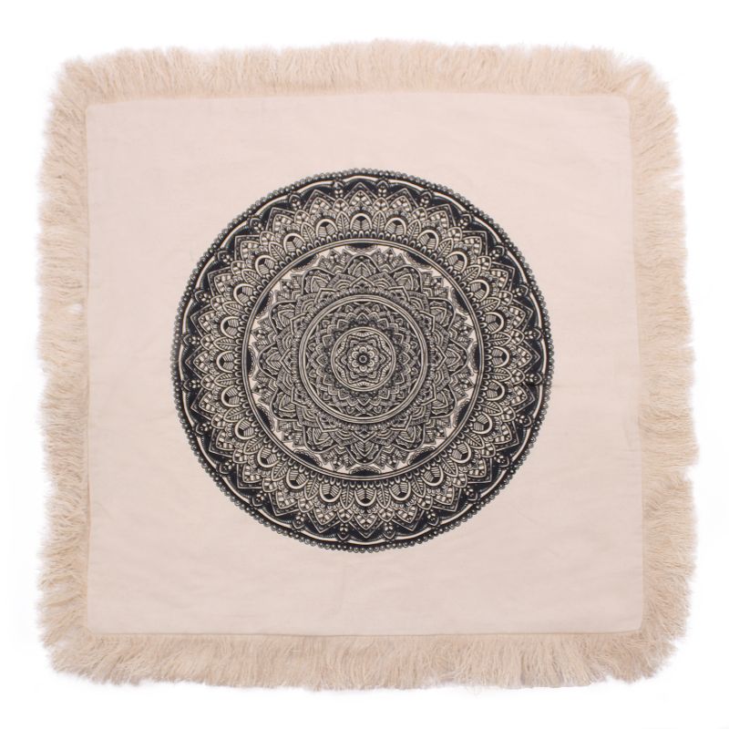 Funda de Cojín Mandala Tradicional - 60x60cm - Negro