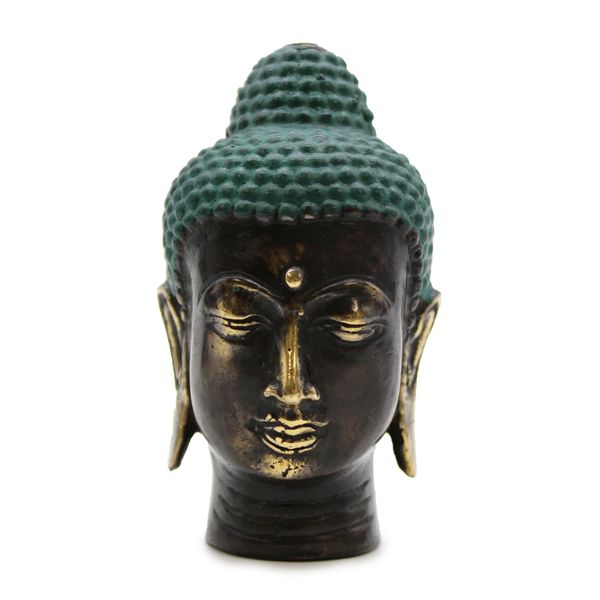 Cabeza de Buda de Latón Antiguo - Pequeña
