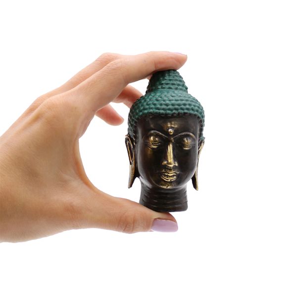 Cabeza de Buda de Latón Antiguo - Pequeña