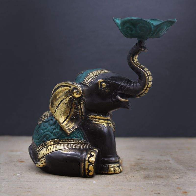 Candelabro/ Porta Incienso Elefante - Mediano