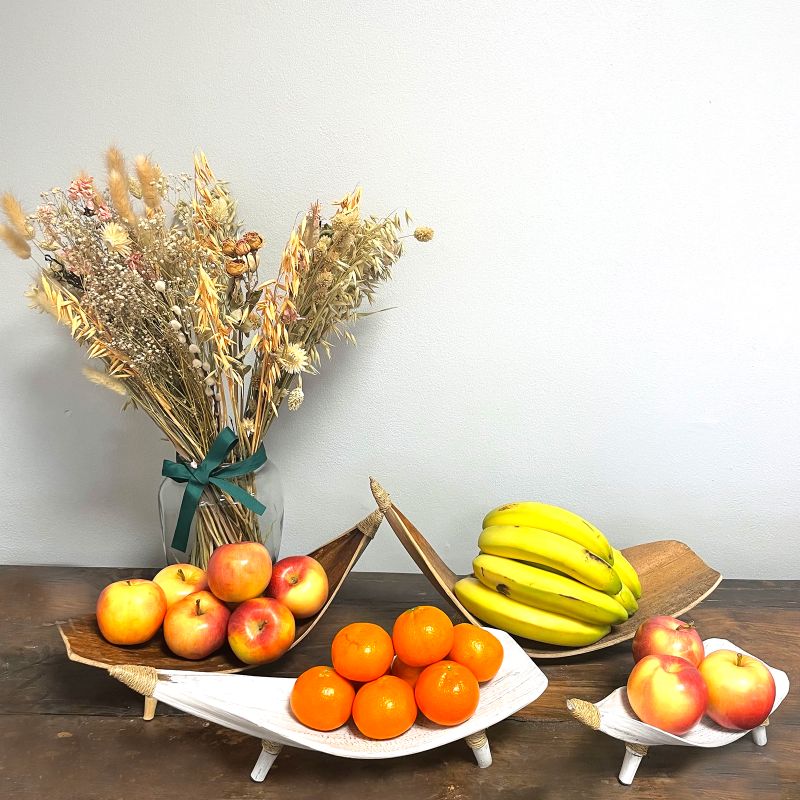 Juego de Frutero Hoja de Coco - Blanco