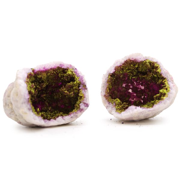 Geodas de calsita de colores - Roca natural - Rosa y oro