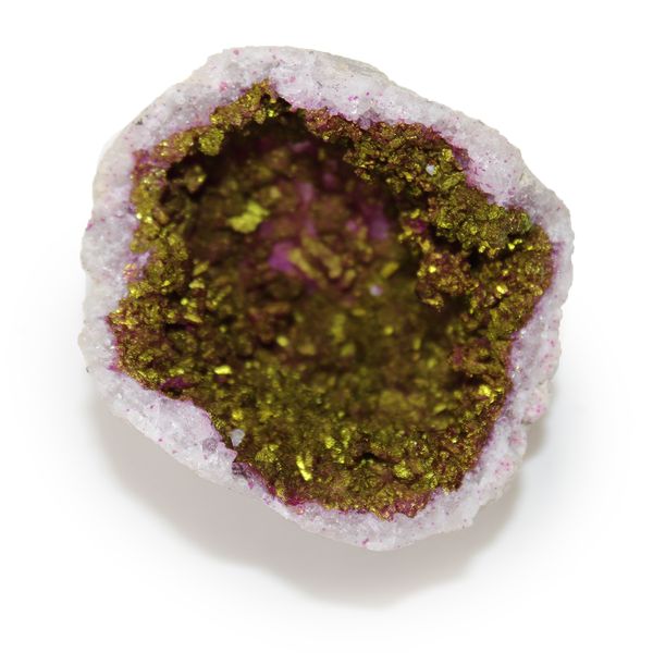 Geodas de calsita de colores - Roca natural - Rosa y oro