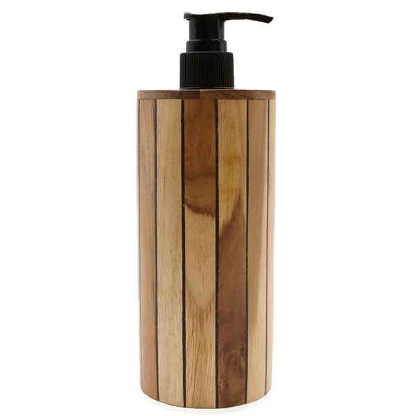 Dispensador de Jabón de Madera de Teca Natural - Redondo