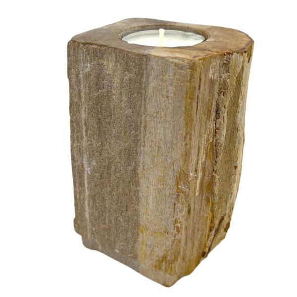 Portavelas de Madera Petrificada - Individual Alto