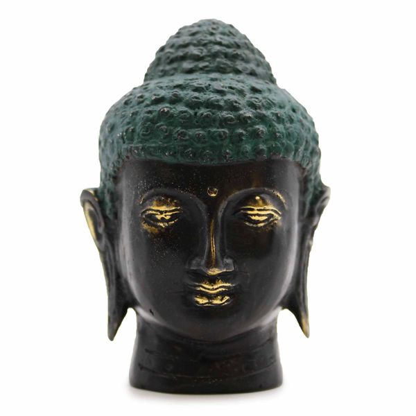 Cabeza de Buda de Latón Antigua - Mediano