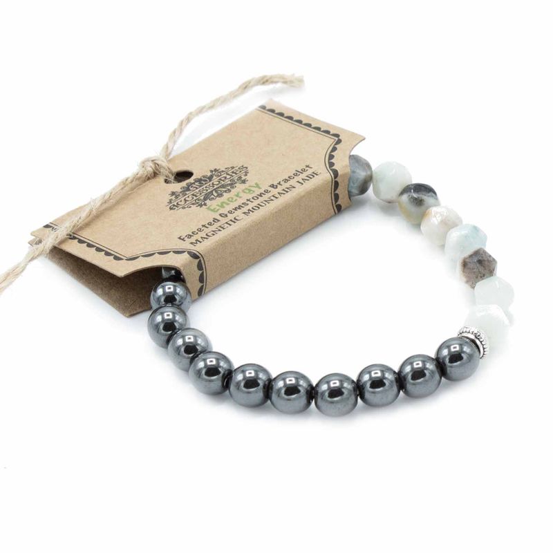 Pulsera de Piedras Preciosas Talladas - Jade de Montaña Magnético