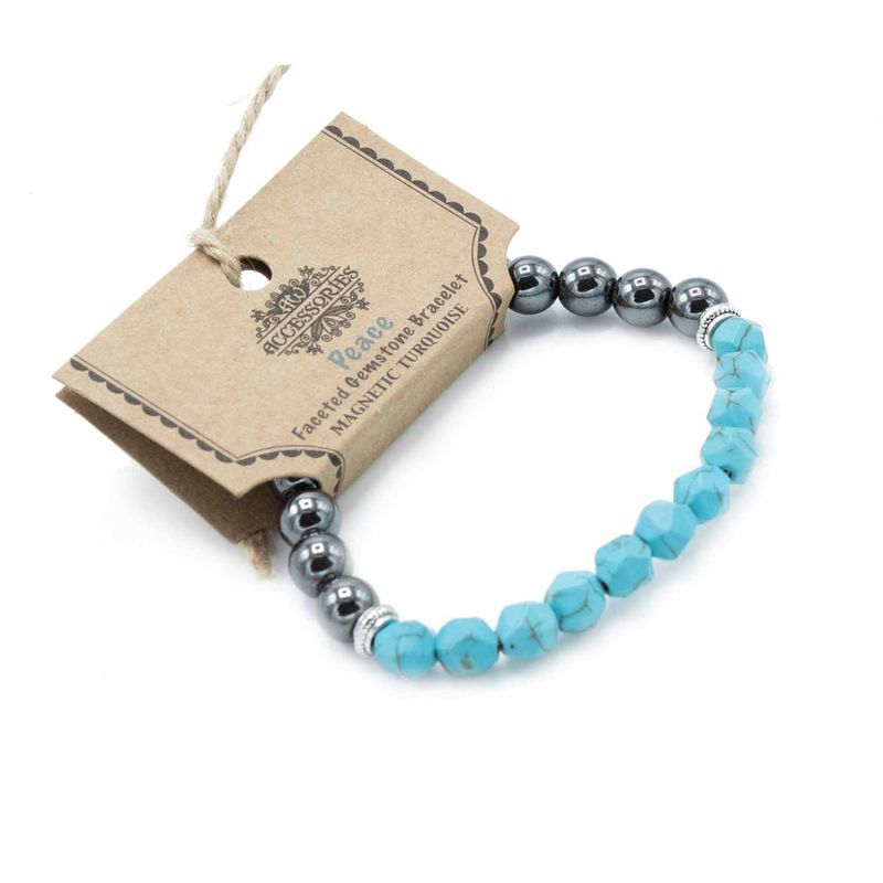 Pulsera de Piedras Preciosas Talladas - Turquesa Magnética