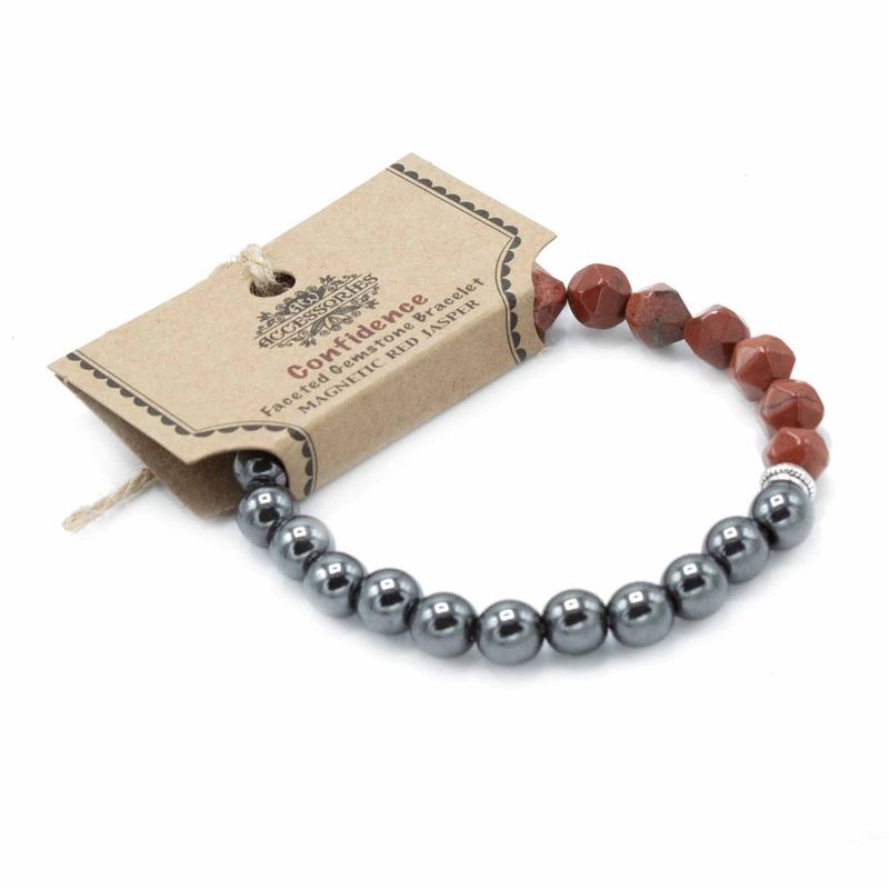 Pulsera de Piedras Preciosas Talladas - Jaspe Rojo Magnético