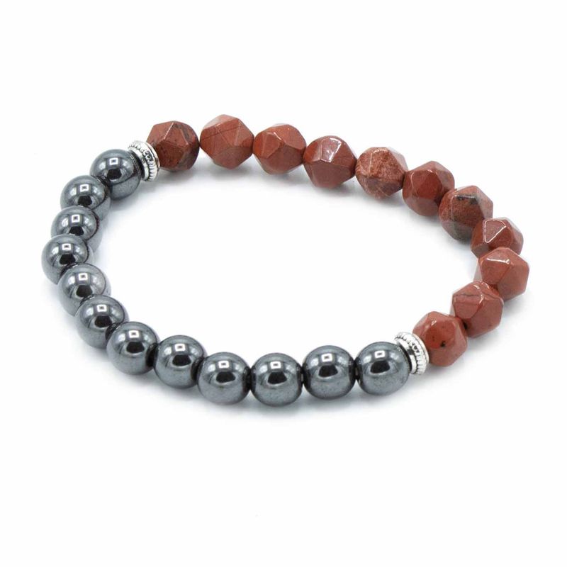 Pulsera de Piedras Preciosas Talladas - Jaspe Rojo Magnético