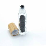 Botella Roll-on con gemas - Turmalina Negra - Tapa de madera