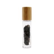 Botella Roll-on con gemas - Turmalina Negra - Tapa de madera
