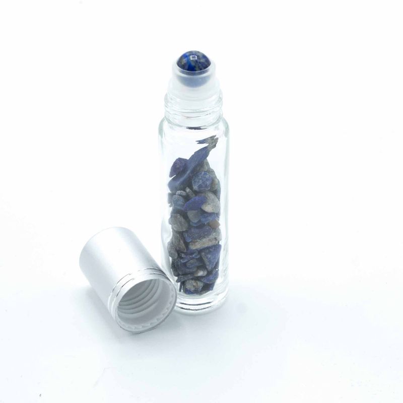 Botella en Roll-on con gemas -Sodalita - Tapa plateada