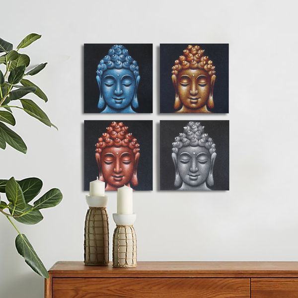 Set de 4 Cabezas de Buda 30x30cm