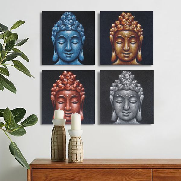 Set de 4 cabezas de Buda 40x40cm
