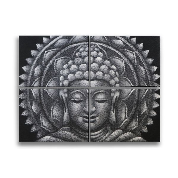Buda Gris Mandala Efecto Brocado 30x40cm x 4