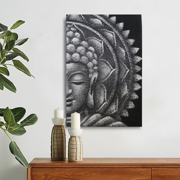Medio Buda Mandala Gris 60x80cm