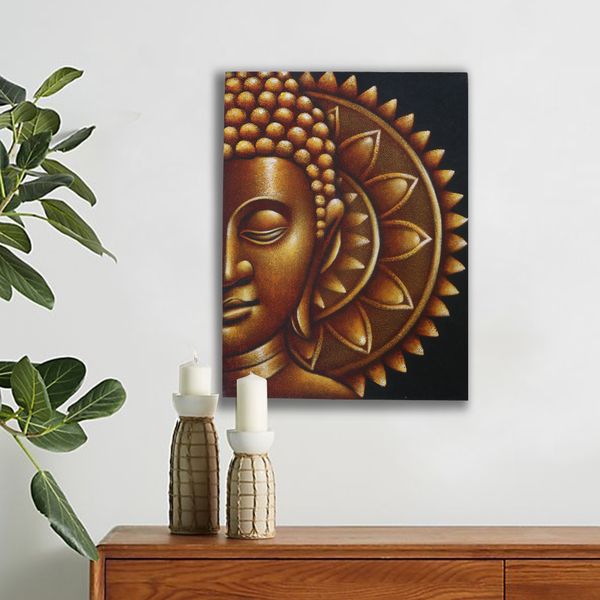 Medio Buda Mandala Dorado 60x80cm
