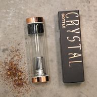 Botella de Cristal para Infusion de Te de Cristal - Oro Rosa - Cuarzo Rosa