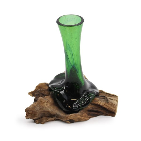 Vidrio Reciclado fundido sobre Madera - Florero